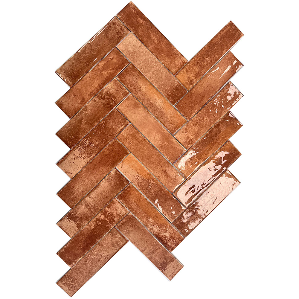 Top Ceramics Metro Brick Red Gloss Flat Bumpy Ceramic Wall Tile 65 x 250mm 0.82sqm Image 4