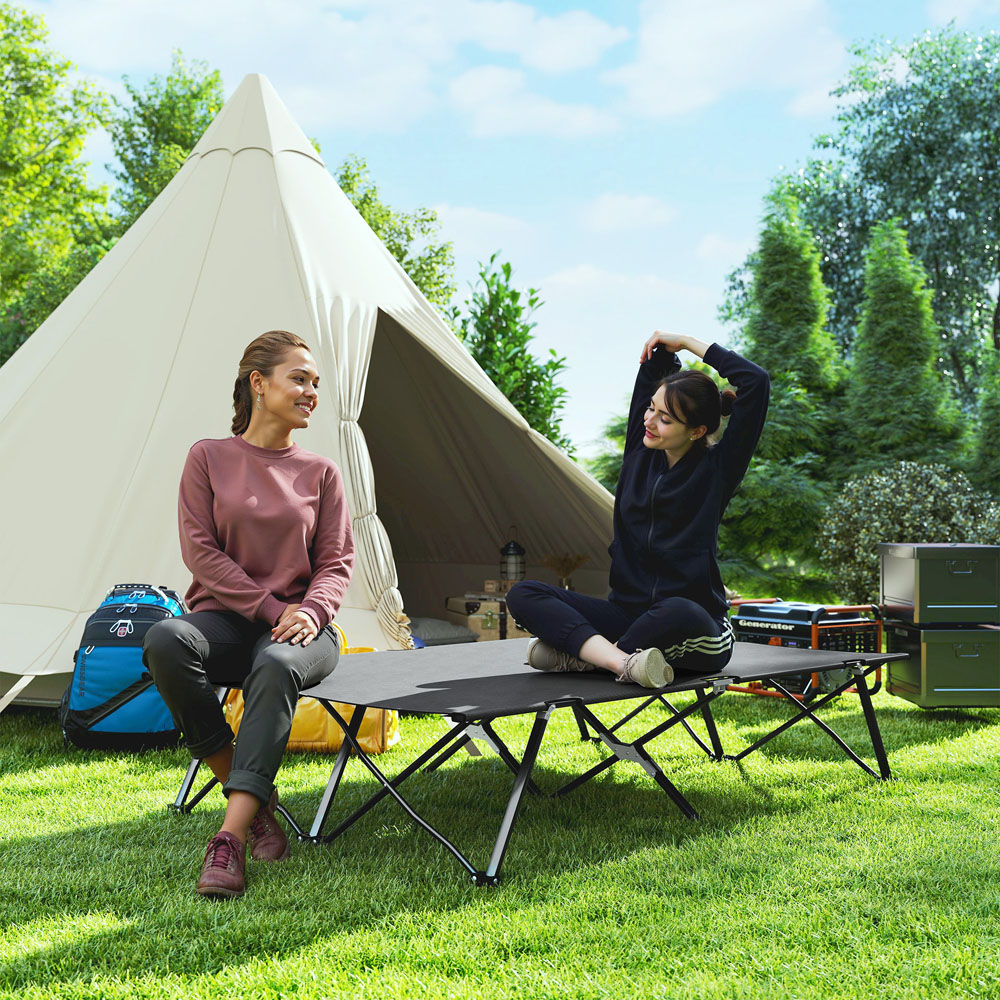 Outsunny Double Charcoal Grey Portable Camping Cot Image 8
