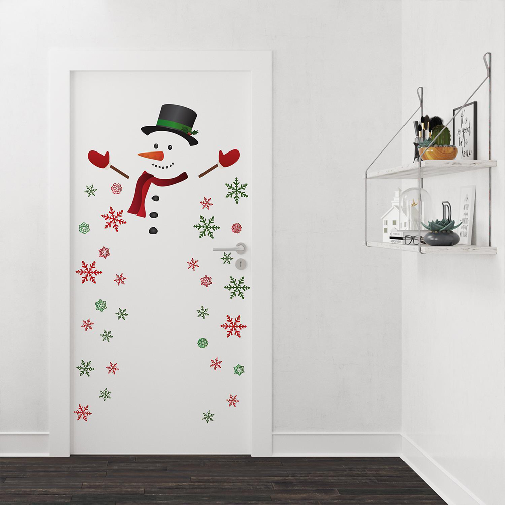 Walplus Happy Snowman with Colourful Snowflakes Self Adhesive Christmas Wall Stickers 43 Piece Image 3