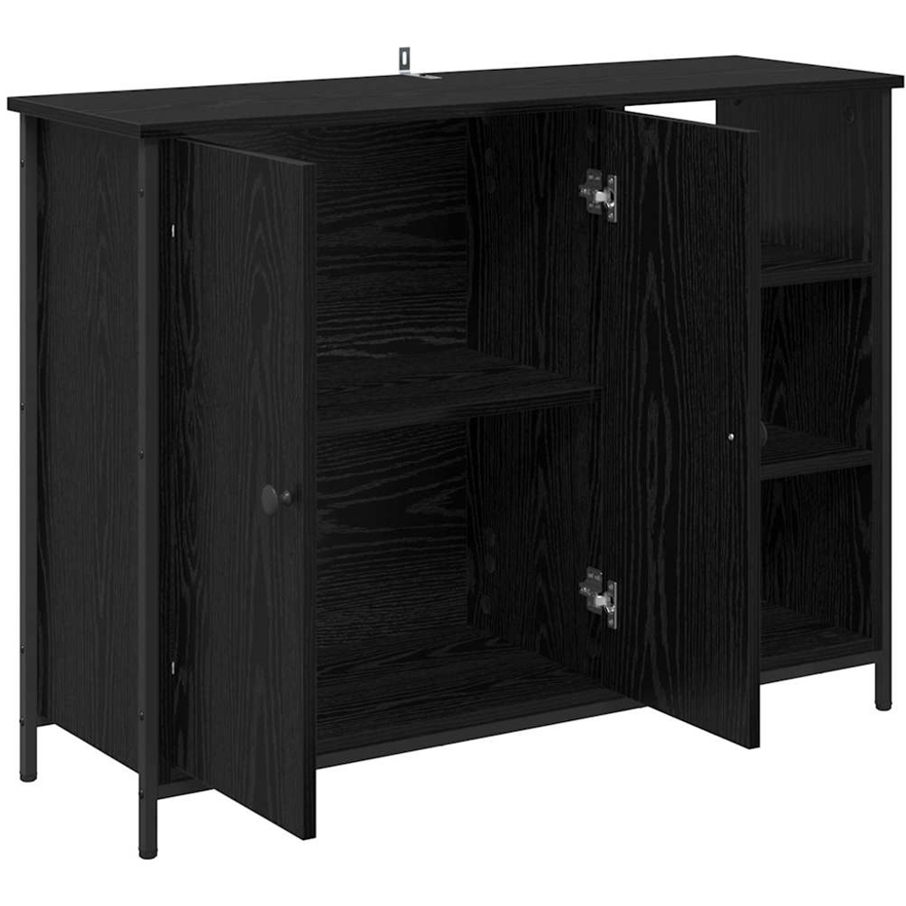 vidaXL 2 Door 3 Shelf Black Oak Sideboard Image 5