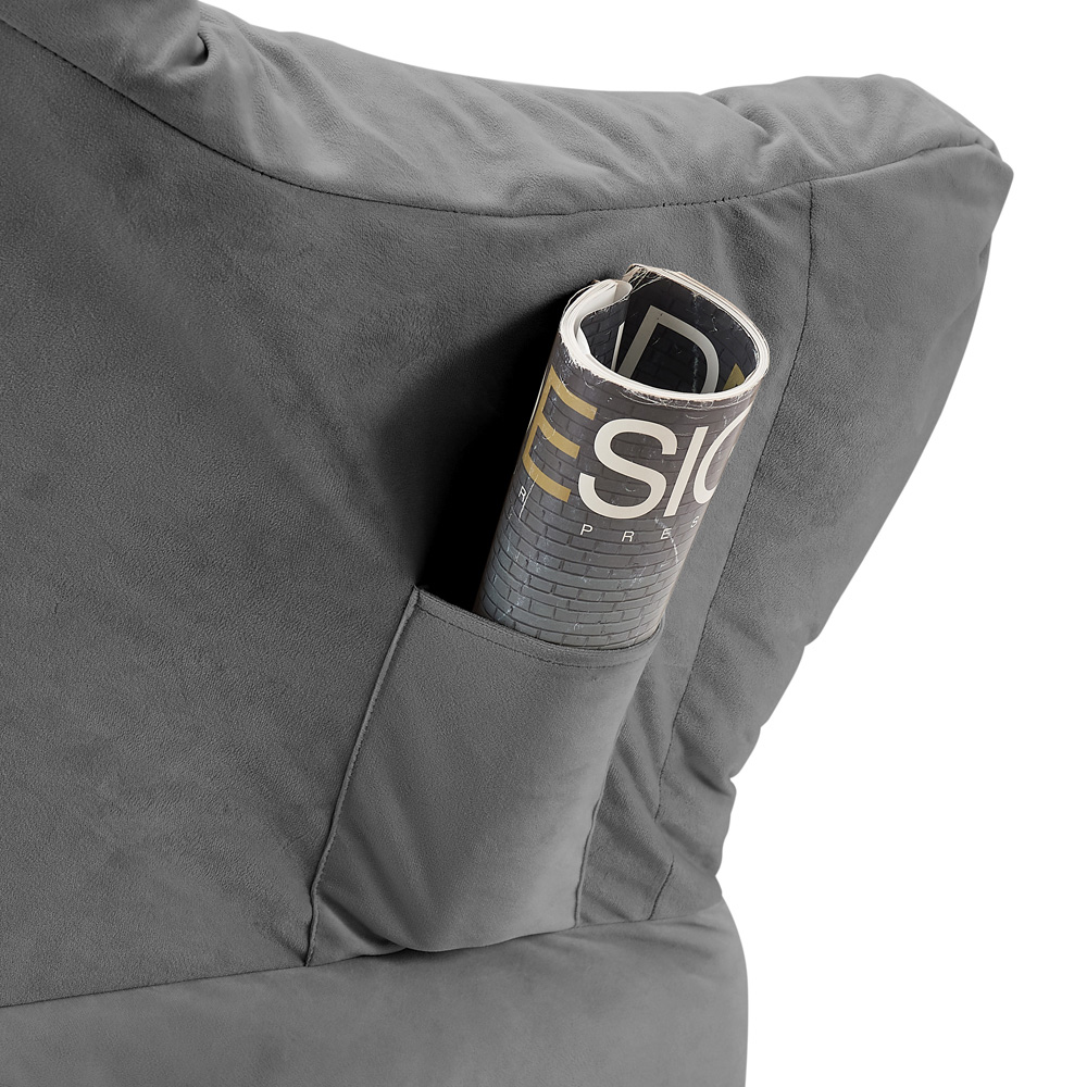 Home Detail Mellow Grey Velvet Lazy Chair Image 3