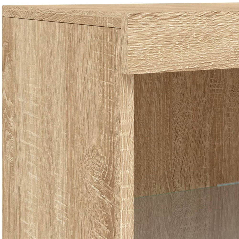 vidaXL 4 Shelf Sonoma Oak Narrow Sideboard with LED Lights Image 9