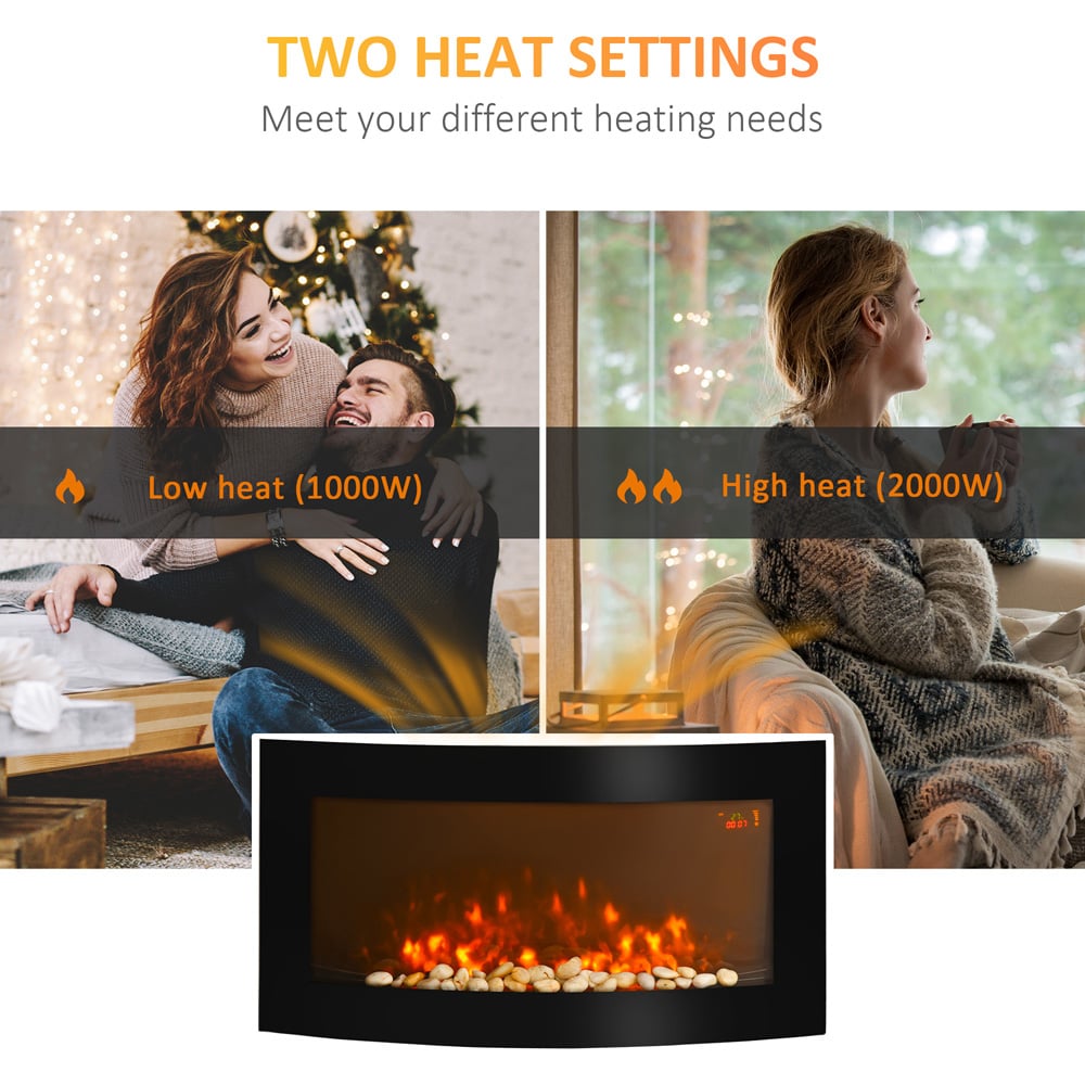 HOMCOM Electric Wall Mounted LED Curved Fireplace Image 7