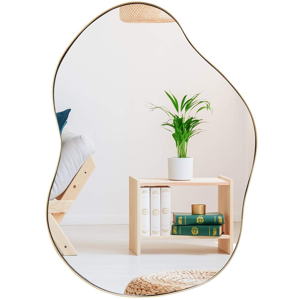 Costway Black Asymmetrical Irregular Wall Mirror 78 x 56cm Image 1