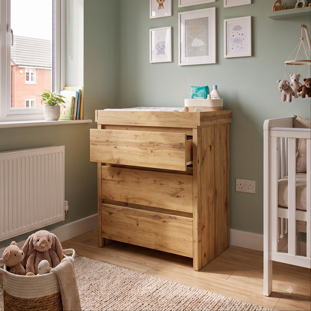 Shefa 880 3 Drawer Cremona Oak Kids Changing Unit Image 4