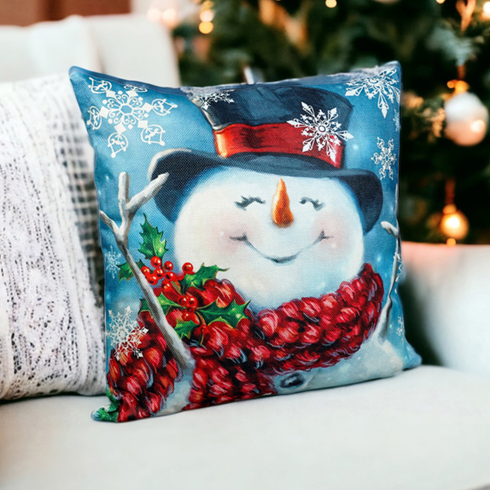 Xmas Haus Festive Happy Snowman Christmas Cushion 45 x 45cm Image 2