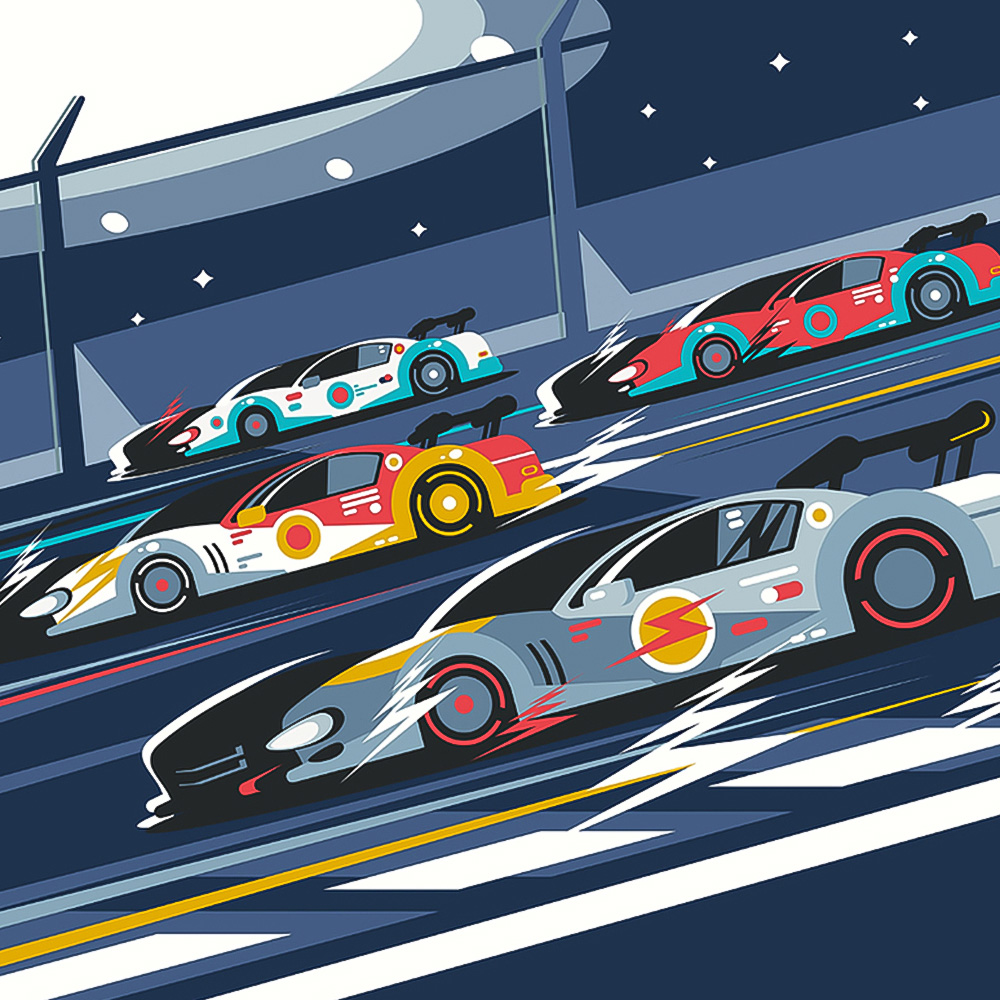 Origin Murals Sports Cars Navy Blue Wall Mural Image 2