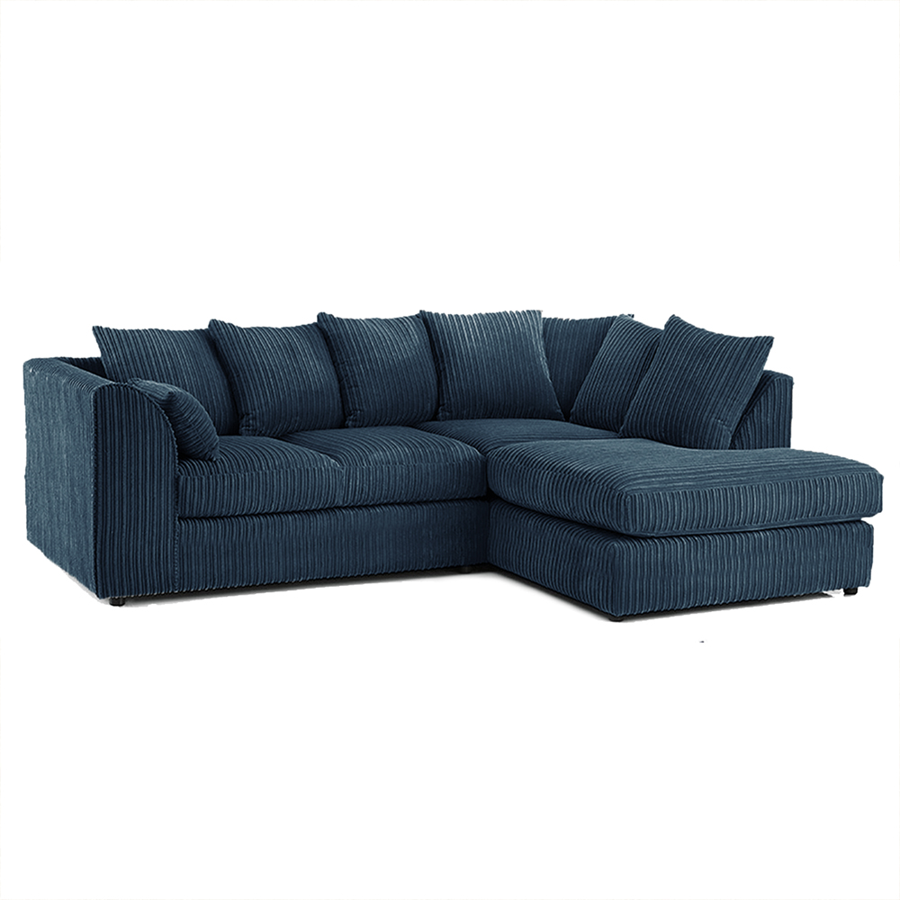 Luxor 3 Seater Navy Blue Jumbo Cord Right Hand Facing Corner Sofa Image 2
