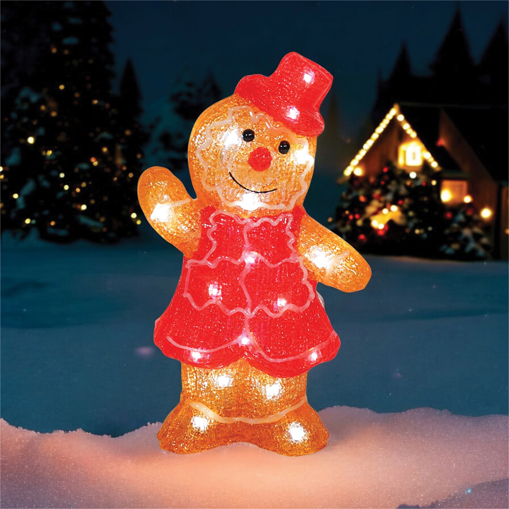 Xmas Haus 30 Warm White LED Acrylic Gingerbread Lady 30cm Image 2