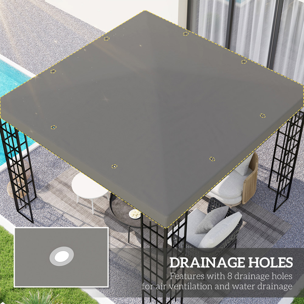 Outsunny 3 x 3m Grey Gazebo Canopy Replacement Cover Image 4