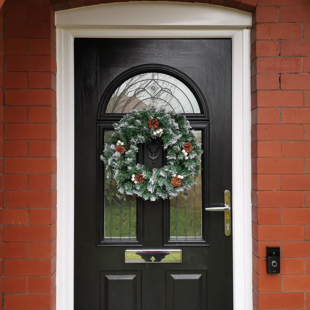 Samuel Alexander Snow Tipped Christmas Wreath with Pine Cones Green 40cm Image 5