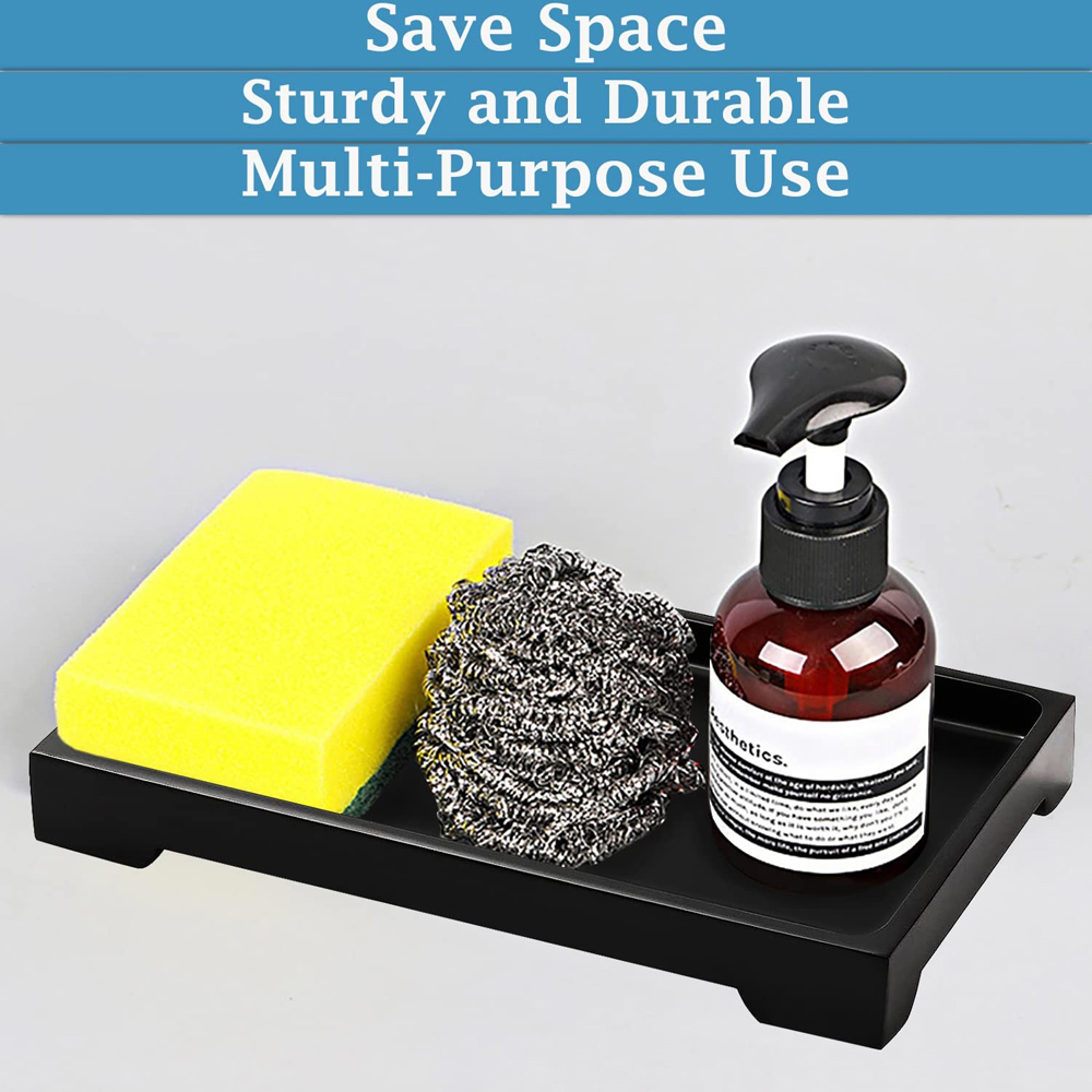 ATEK Medium Black Multi-Purpose Resin Vanity Serving Tray Image 7