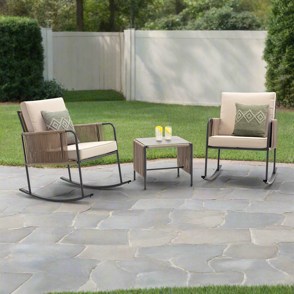 Teamson Home 2 Seater Rocking Chair Conversation Set with Cushions | Wilko