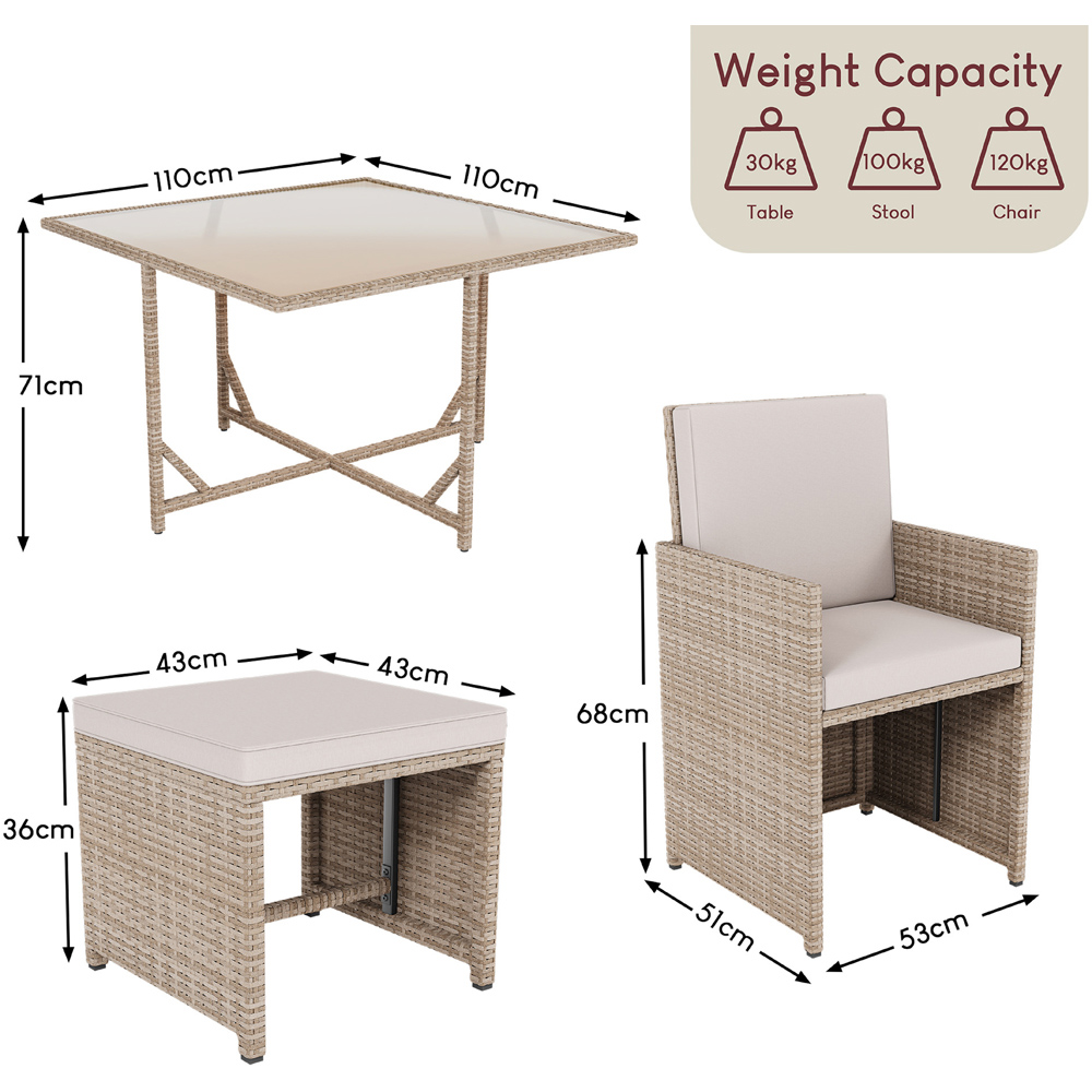 GARDEN VIDA Cuba 8 Seater Natural PE Rattan Garden Dining Set Image 9