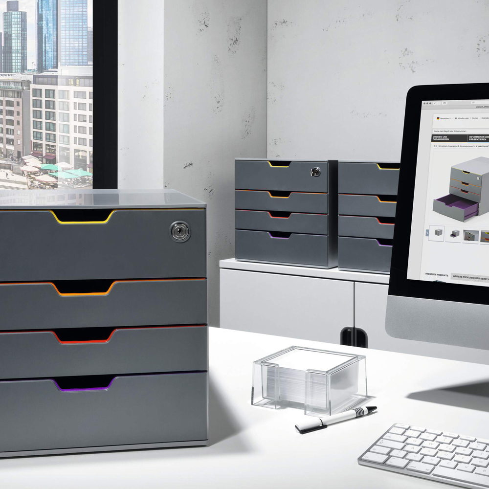 Durable VARICOLOR Safe A4+ 4 Drawer Lockable Colour Coded Desk Organiser Image 9