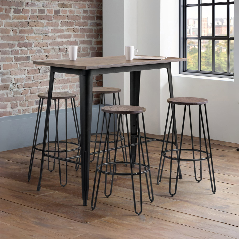 Julian Bowen Dalston Oak Round Bar Stool Set of 2 Image 9