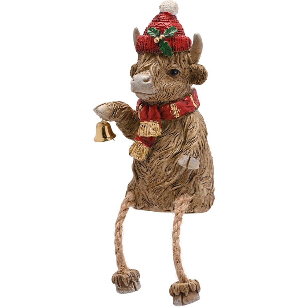 The Seasonal Gift Co. Highland Cow with Hanging Legs Christmas Figurine Image 2
