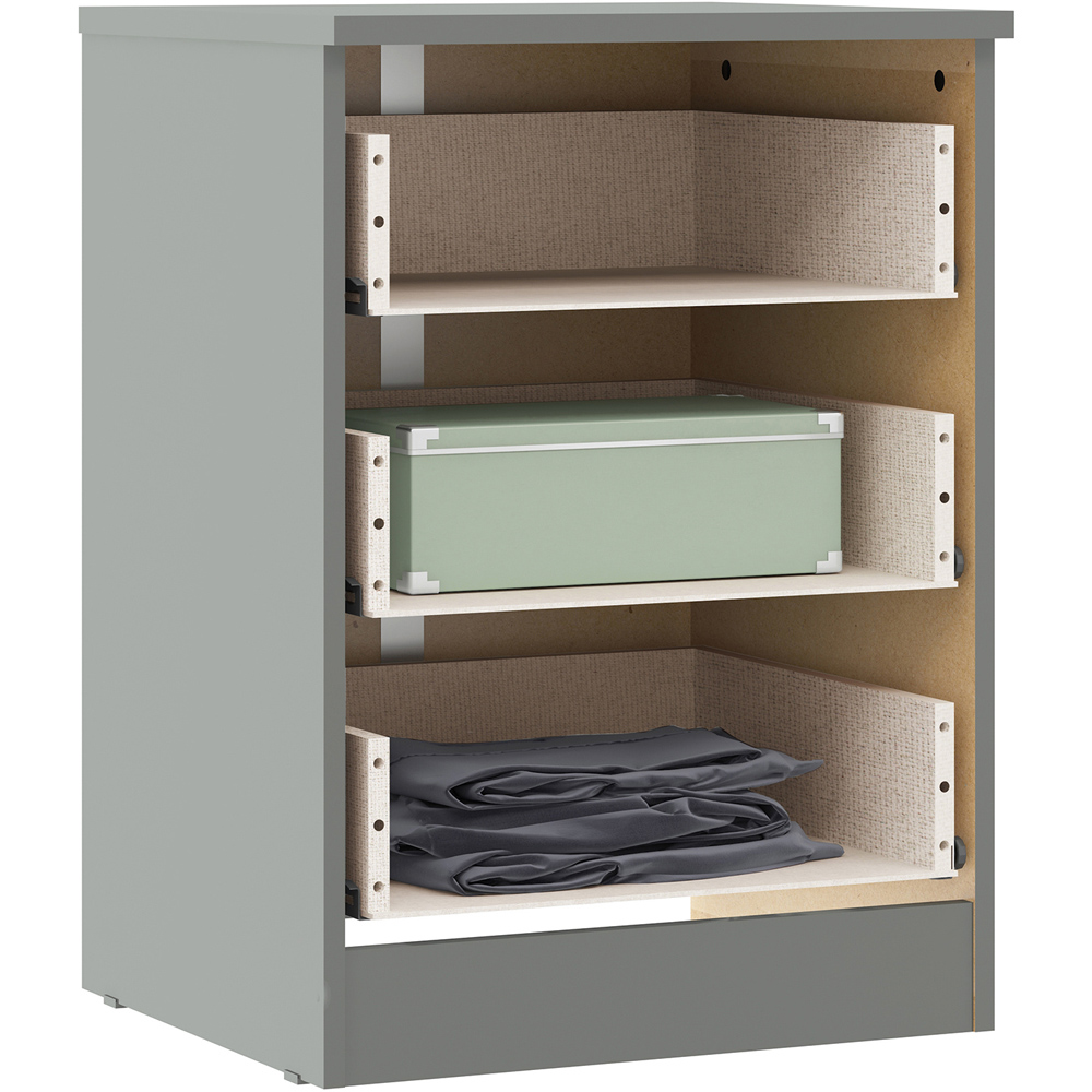 Seconique Denver 3 Drawer Grey Gloss Bedside Table Image 5