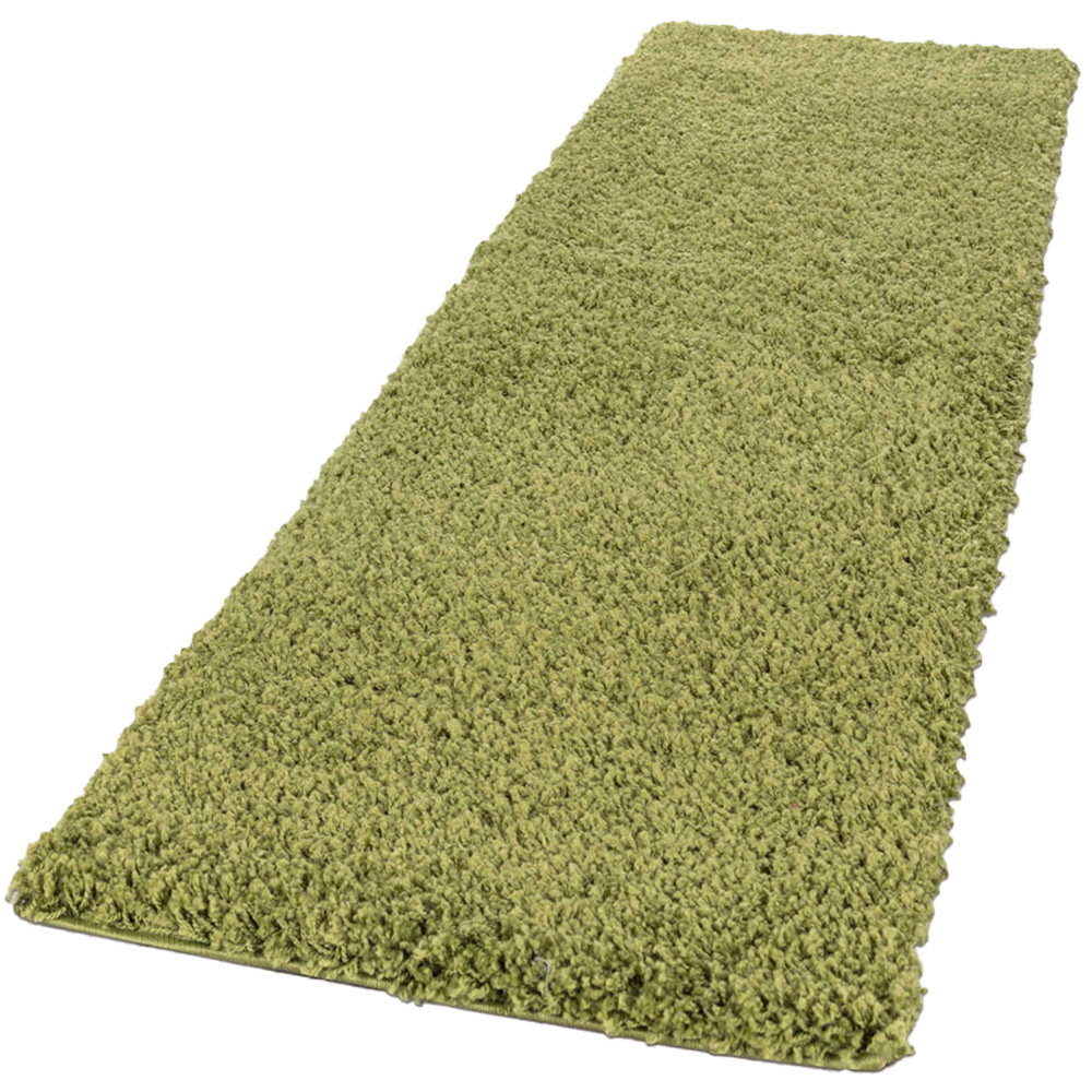 Desire Rugs Oxford Green Plain Shaggy Runner Rug 60 x 220cm Image 1