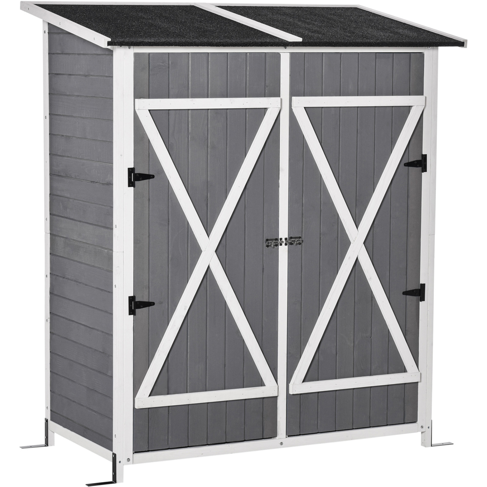 Outsunny 4.1 x 2.1ft Grey Garden Wooden Shed Image 1
