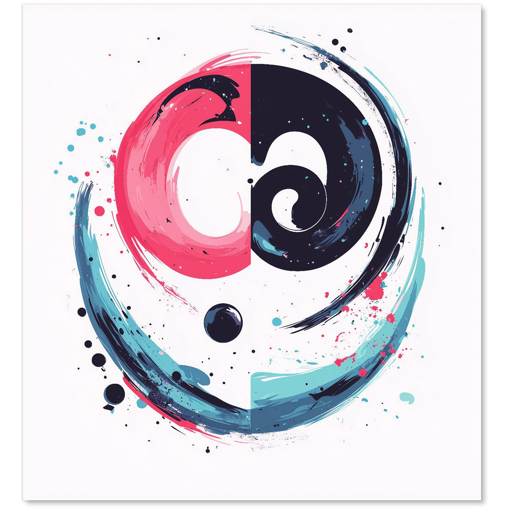 Warren Reed Designer Yin Yang Harmony In Modern Art Glass Kitchen Splashback 65 x 60cm Image 2