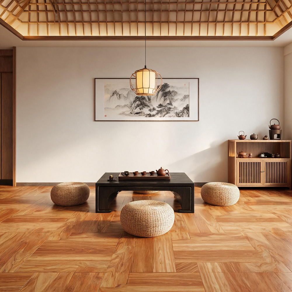 Living and Home Parquet Light and Dark Brown Self-Adhesive PVC Flooring Tile 10 Pack Image 8