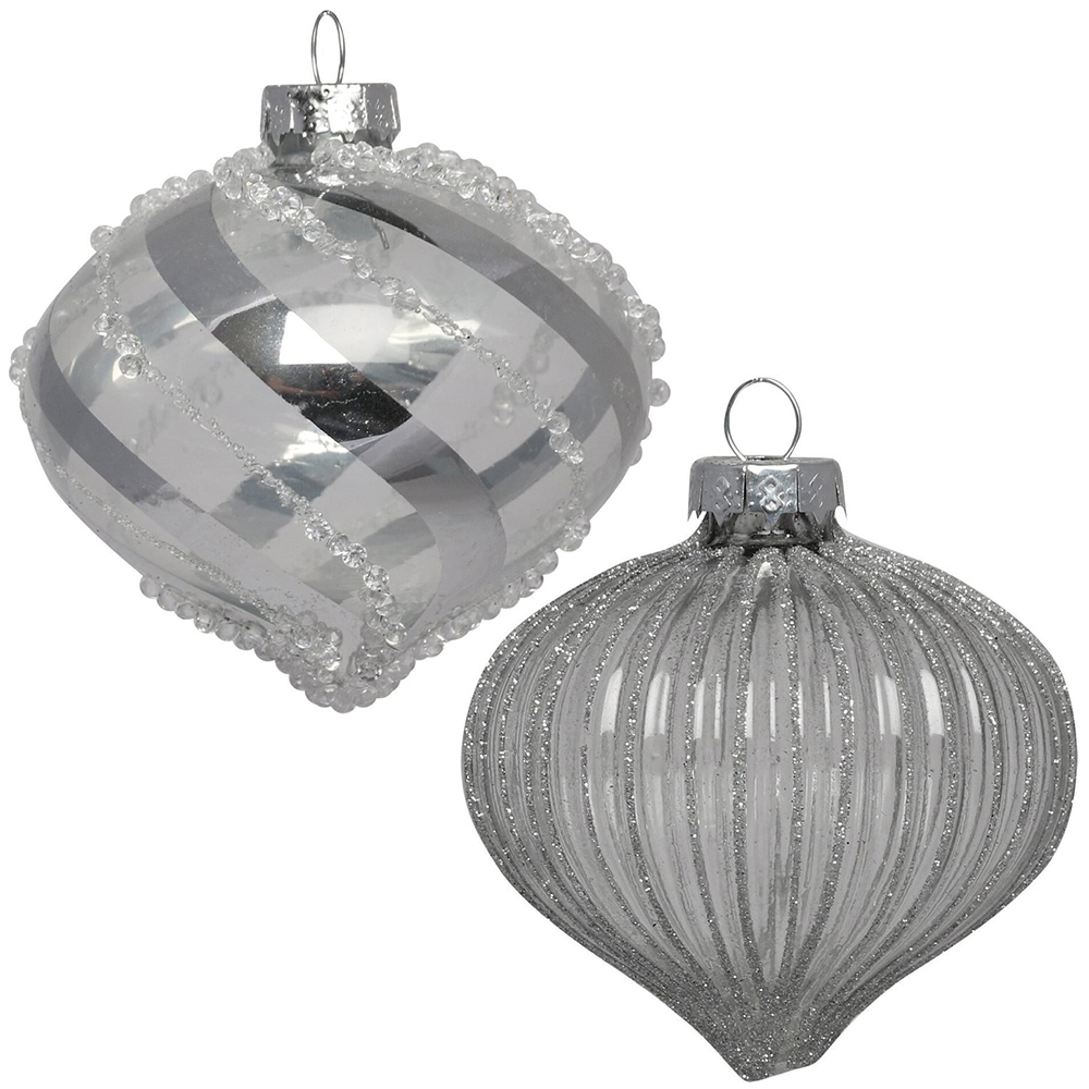 Clear Silver Pattern Bauble Image 1