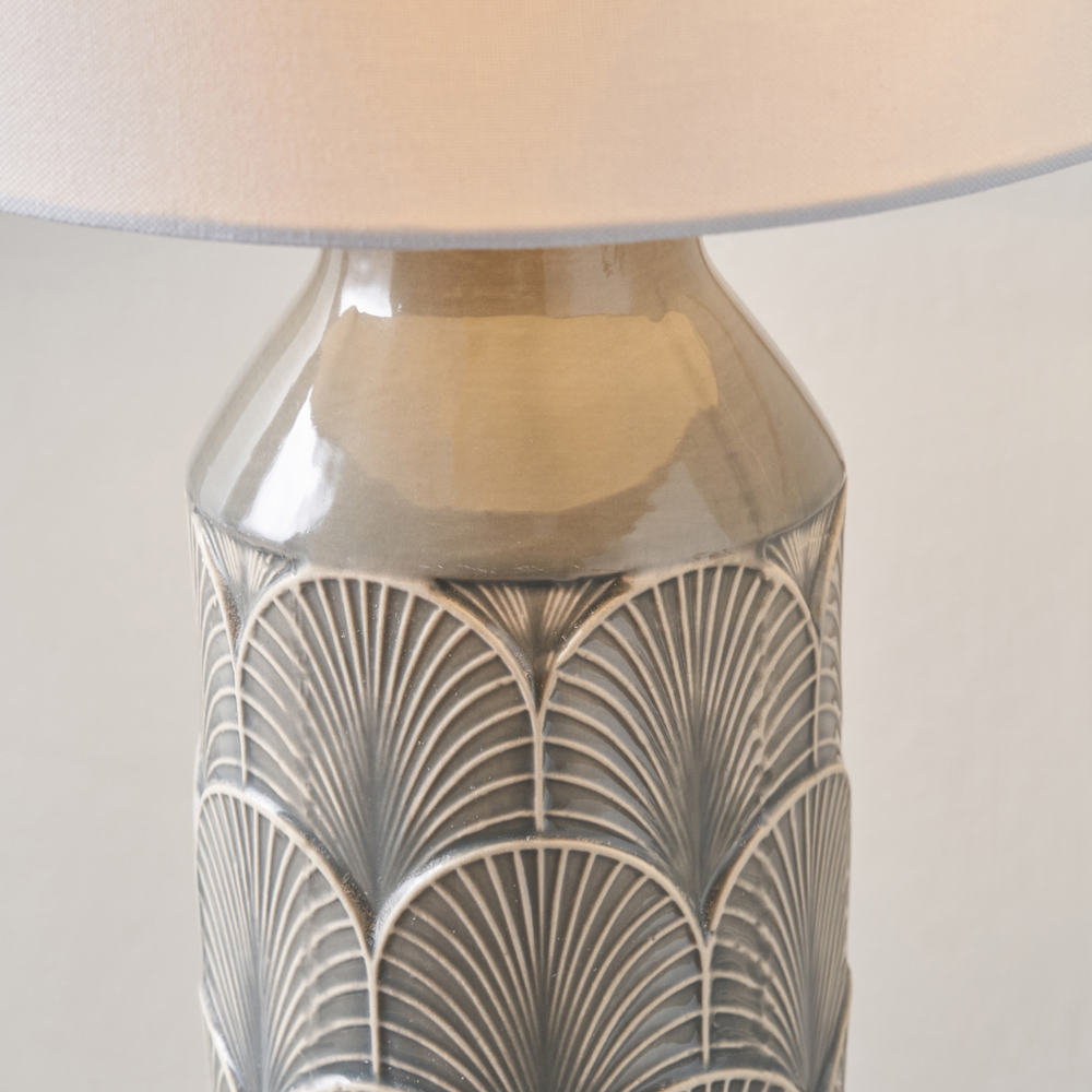 Pacific Lifestyle Bethan Grey Embossed Ceramic Table Lamp Image 3