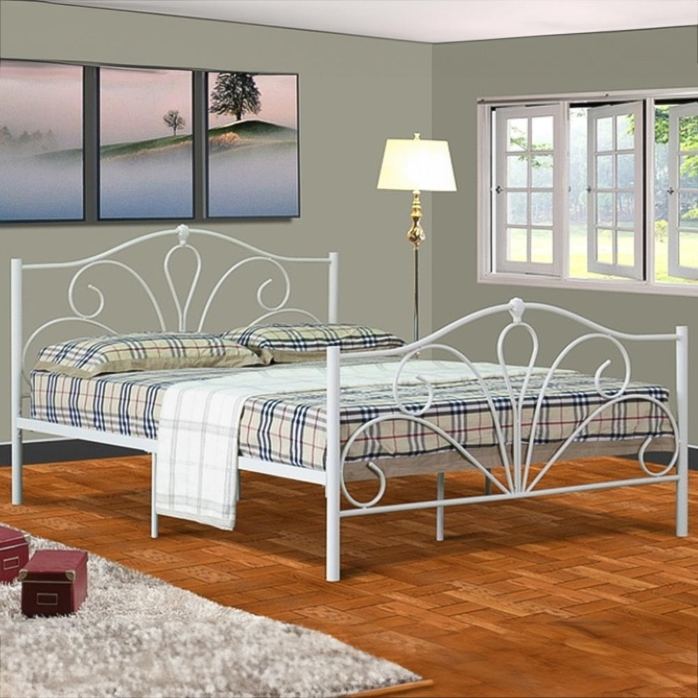 Brooklyn Single Ivory Metal Bed Frame Image 1