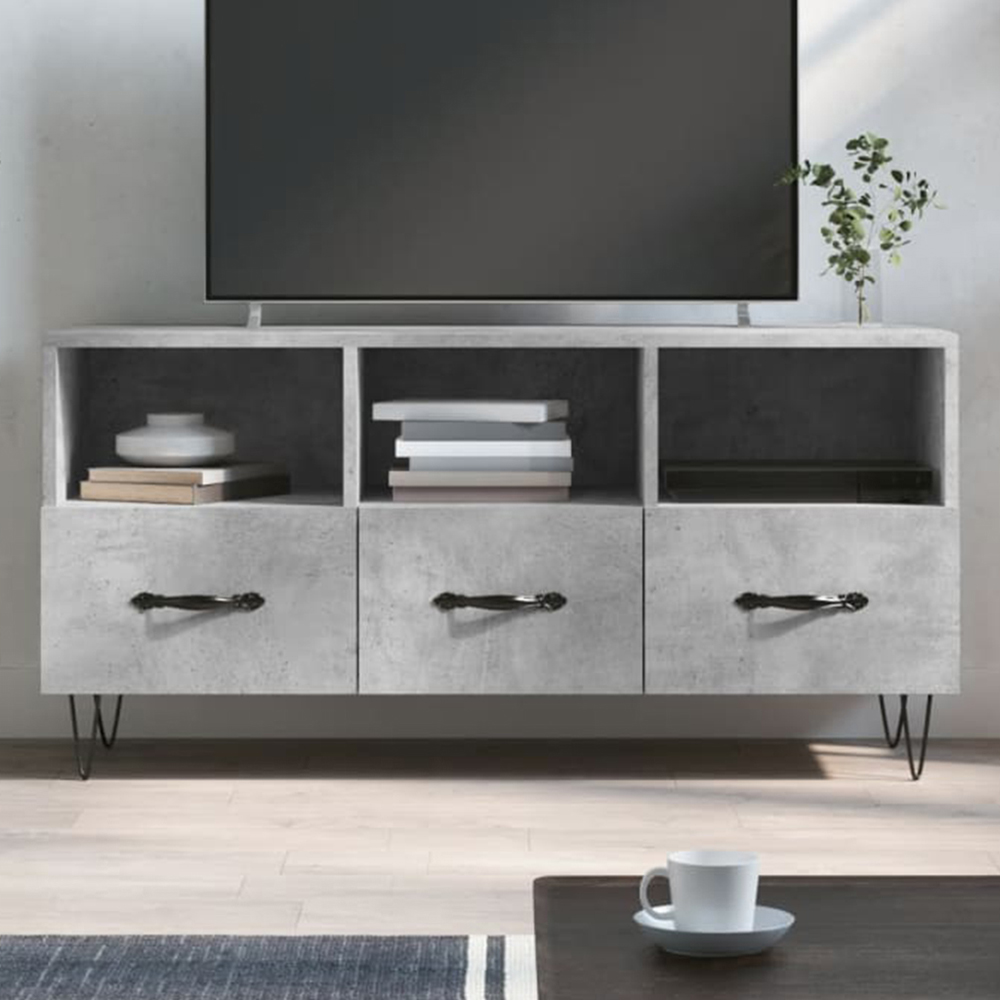 vidaXL 3 Drawer 3 Shelf Concrete Grey TV Cabinet Image 1