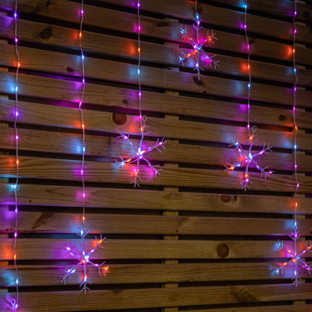 Samuel Alexander FlexiBrights 267 Rainbow LED Snowflake Clear Cable Curtain Light 1.2 x 1.2m Image 6
