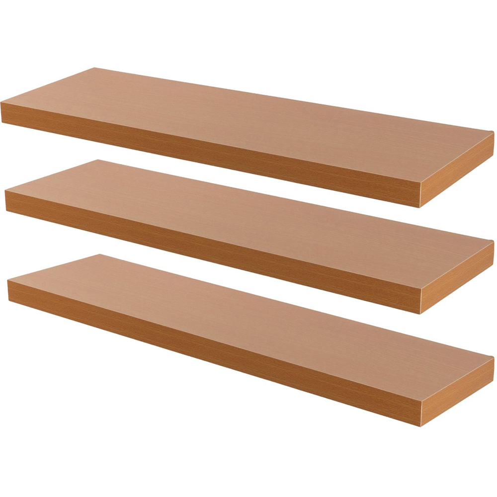 Harbour Housewares 100cm 6 Pack Brown Floating Shelf Image 1