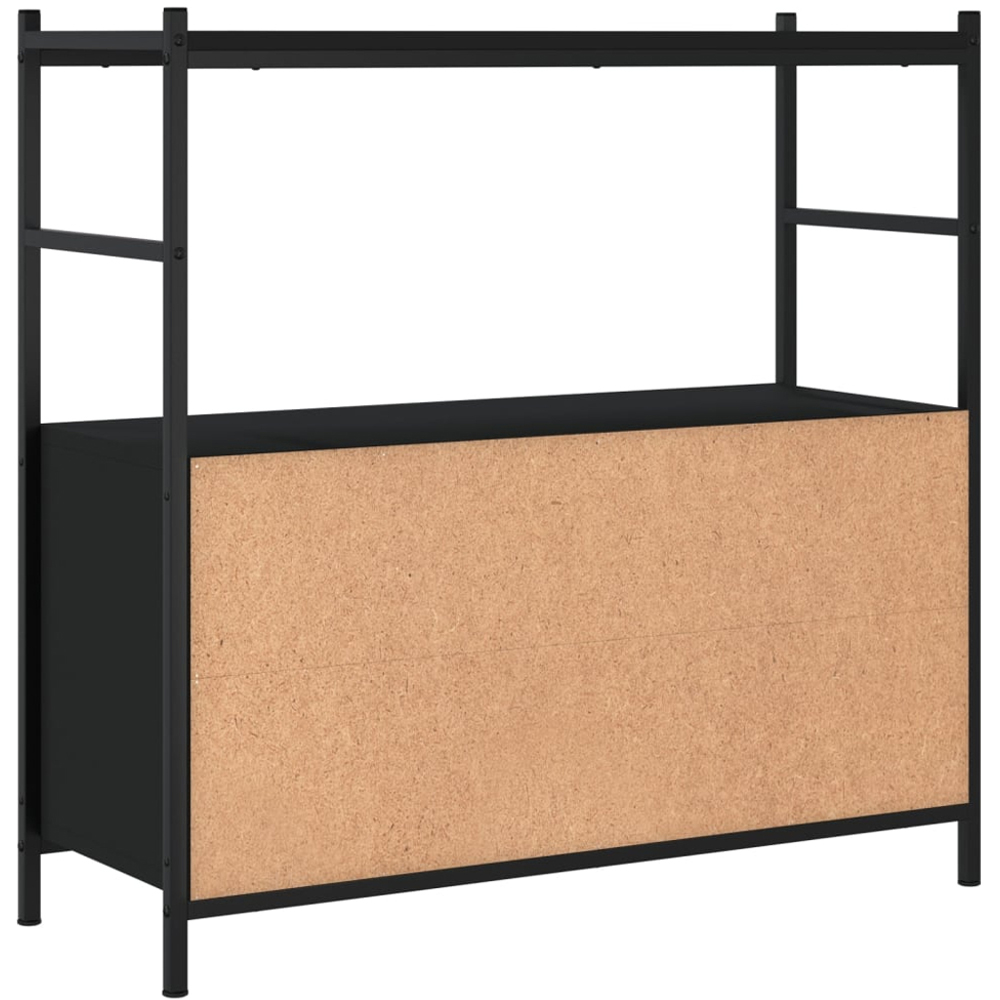 vidaXL 3 Shelf Black Wood and Steel Bookcase Image 6