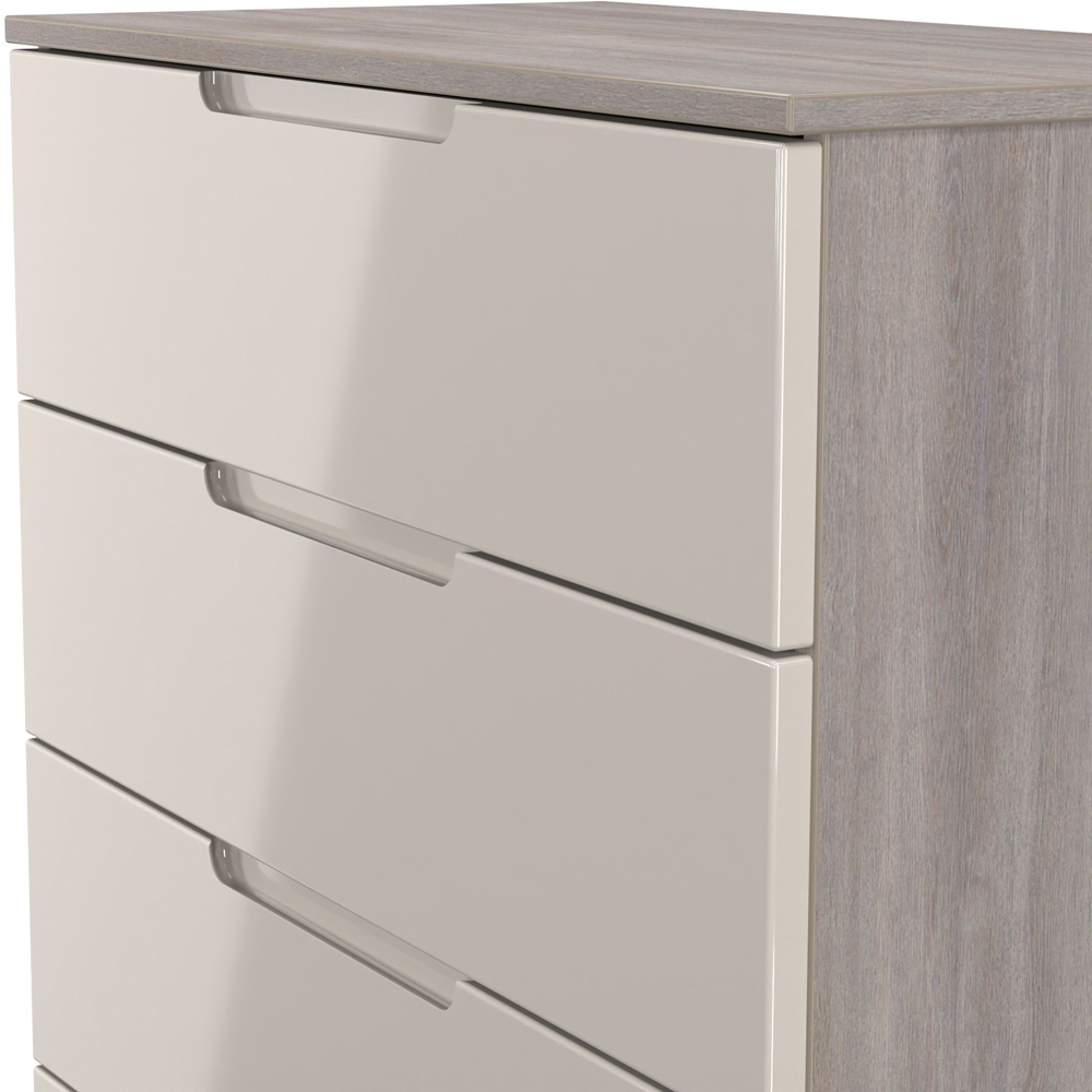 Crowndale Milan 5 Drawer Kashmir Gloss and Grey Oak Chest of Drawers Ready Assembled Image 4