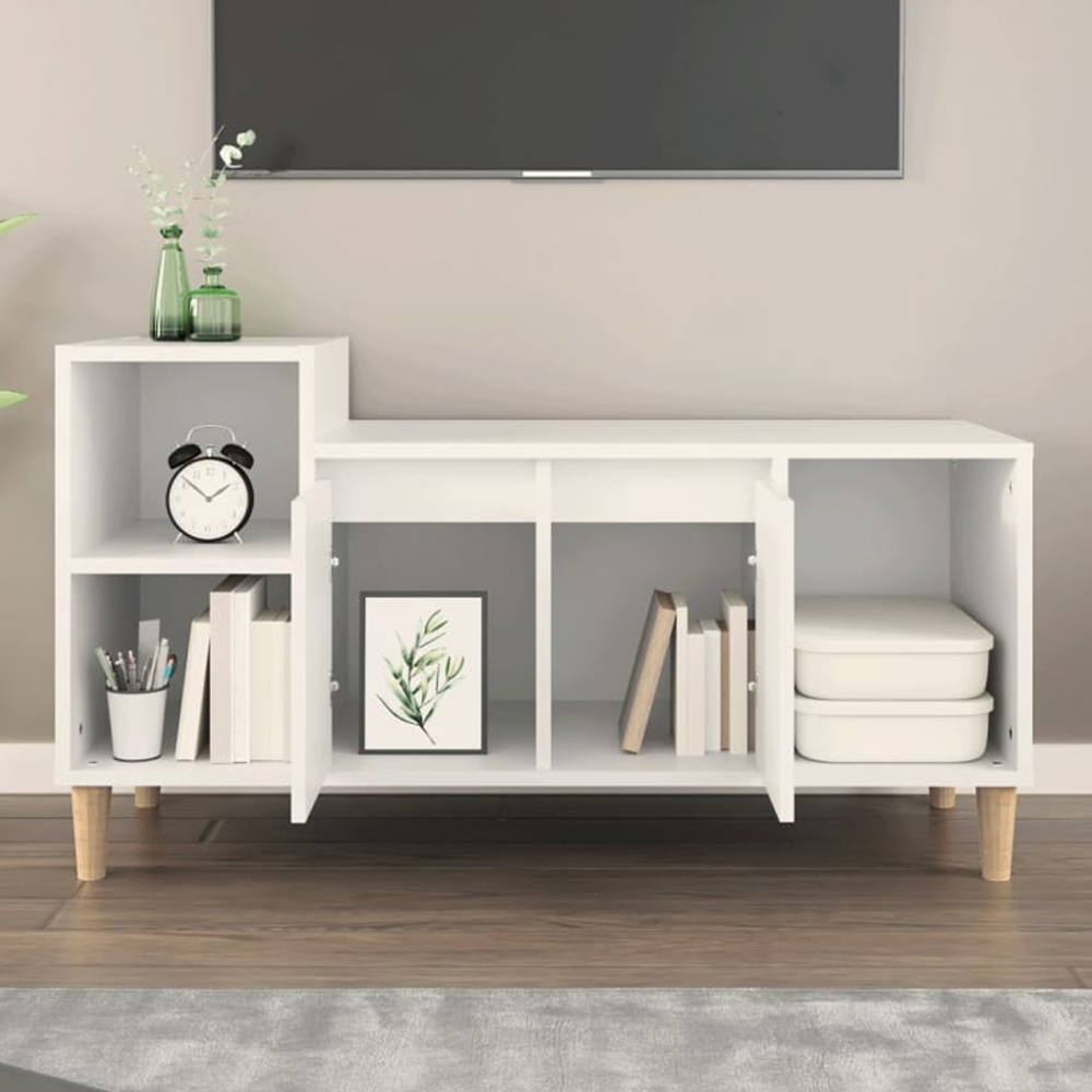 vidaXL 2 Door 3 Shelf White TV Cabinet Image 1