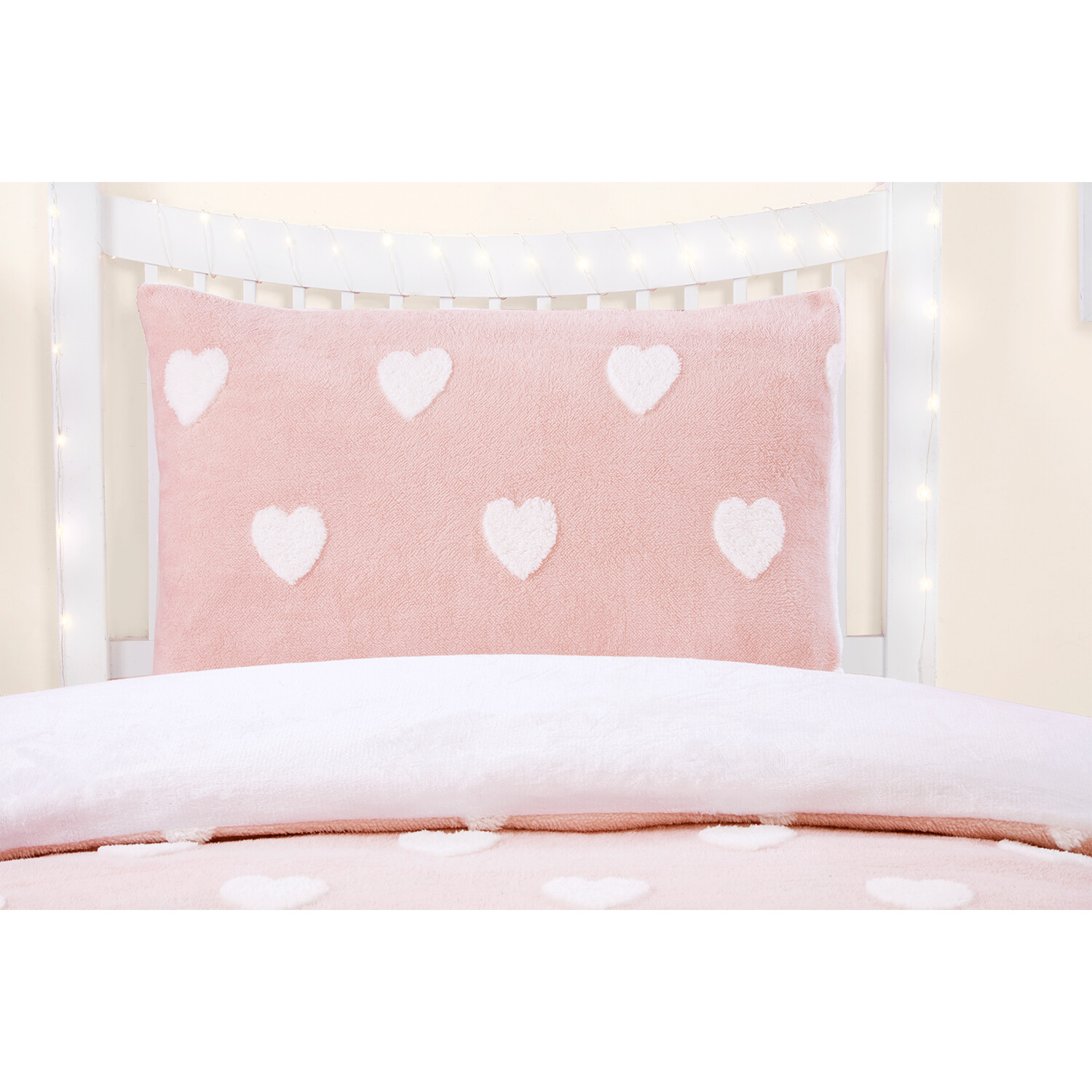 Heart Fleece Jacquard Duvet Set Blush Single - Blush Image 3