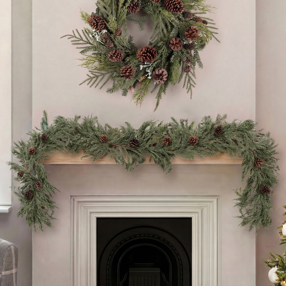 Charles Bentley Green Christmas Garland with Pinecones 180cm Image 7