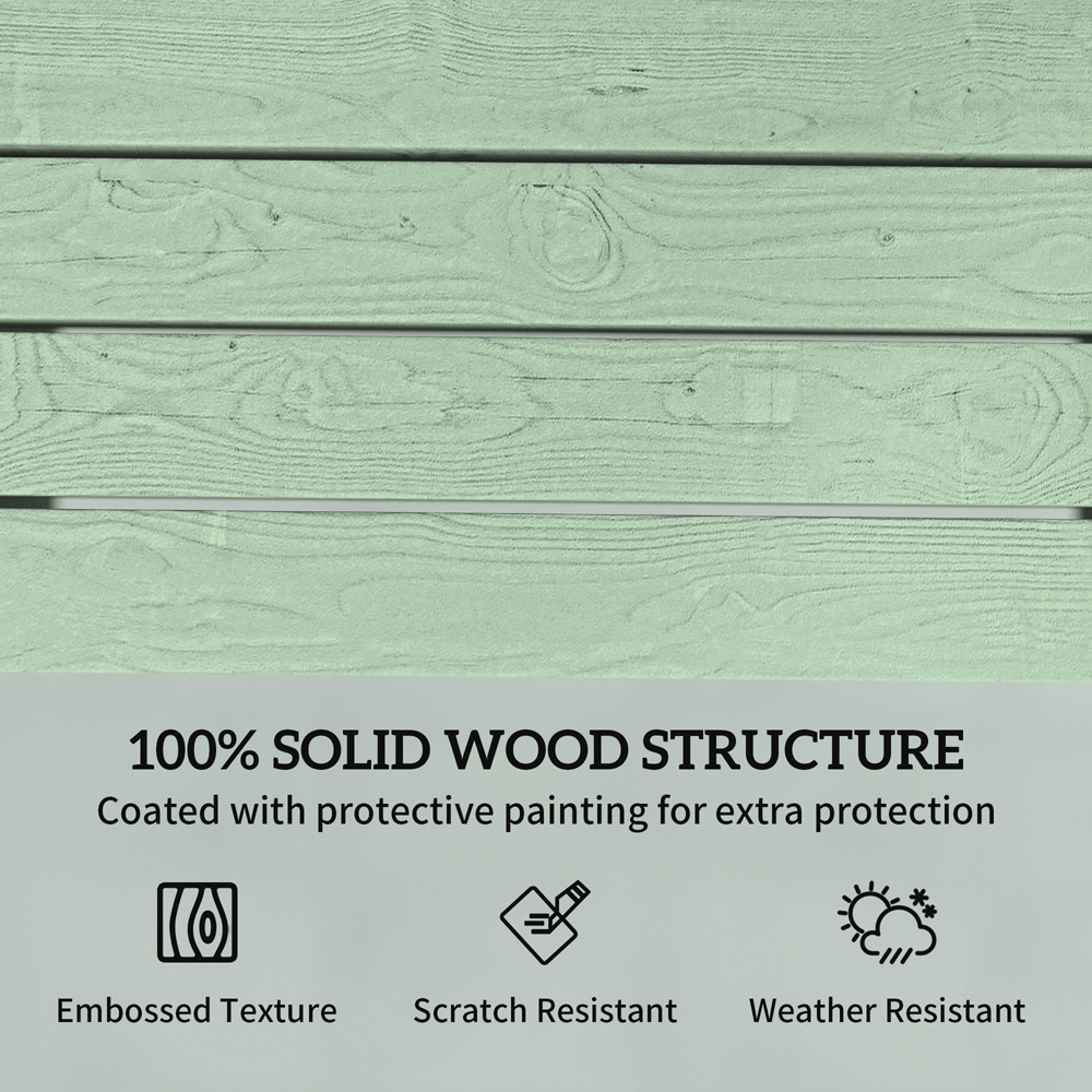 Outsunny 2 Seater Green Embossed Wood Jack and Jill Garden Loveseat Image 4
