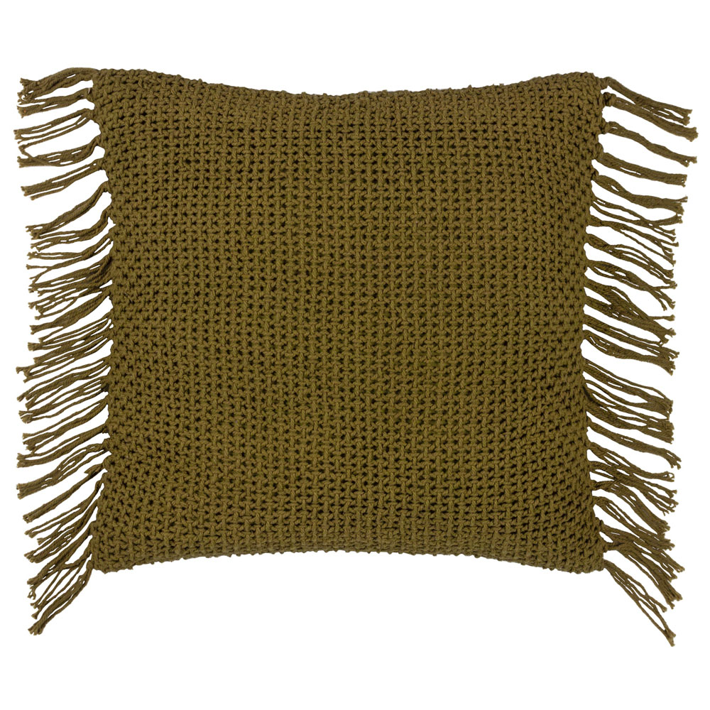 Yard Nimble Khaki Knitted Cushion Image 1