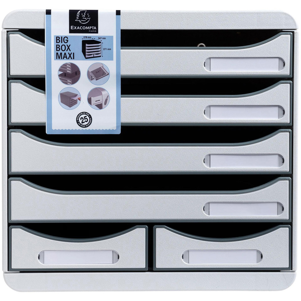 Exacompta Big Box Maxi Office 6 Drawer Light Grey Filing Module Image 7