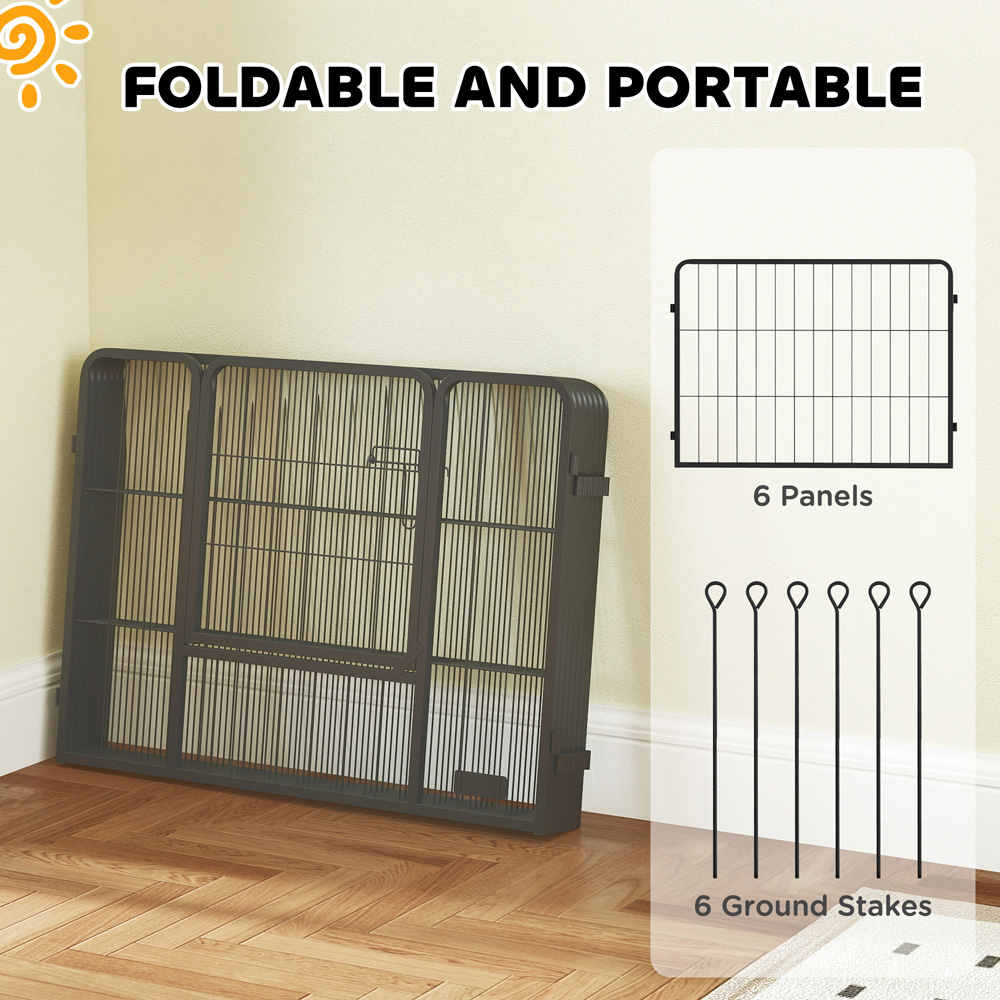 PawHut Grey 6 Panel Dog Playpen 60cm Image 6