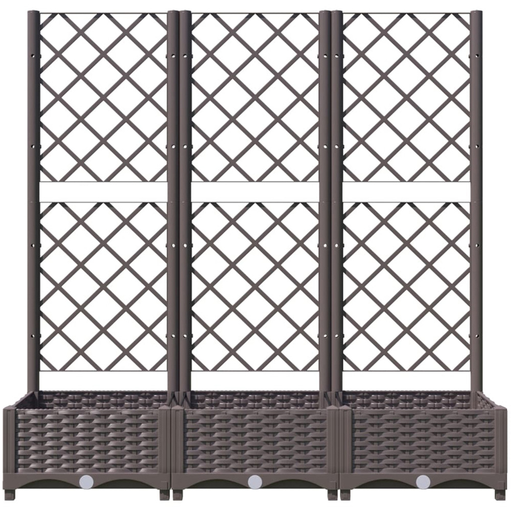 vidaXL Brown Polypropylene Raised Garden Bed with Trellis 121.5 x 120 x 40cm Image 3