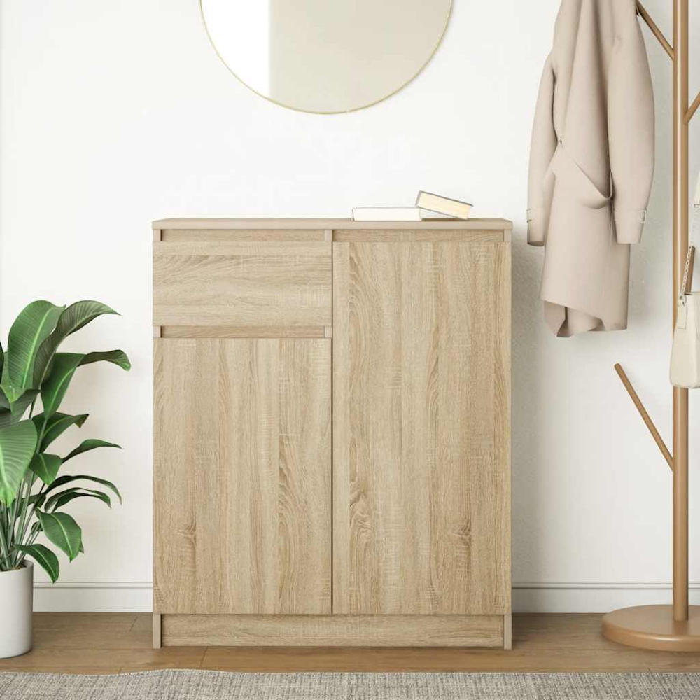 vidaXL 2 Door Single Drawer Sonoma Oak Sideboard Image 9