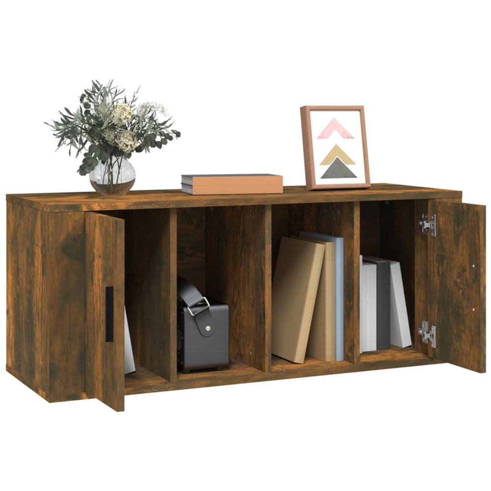 vidaXL 2 Door 2 Shelf Smoked Oak TV Cabinet Image 4