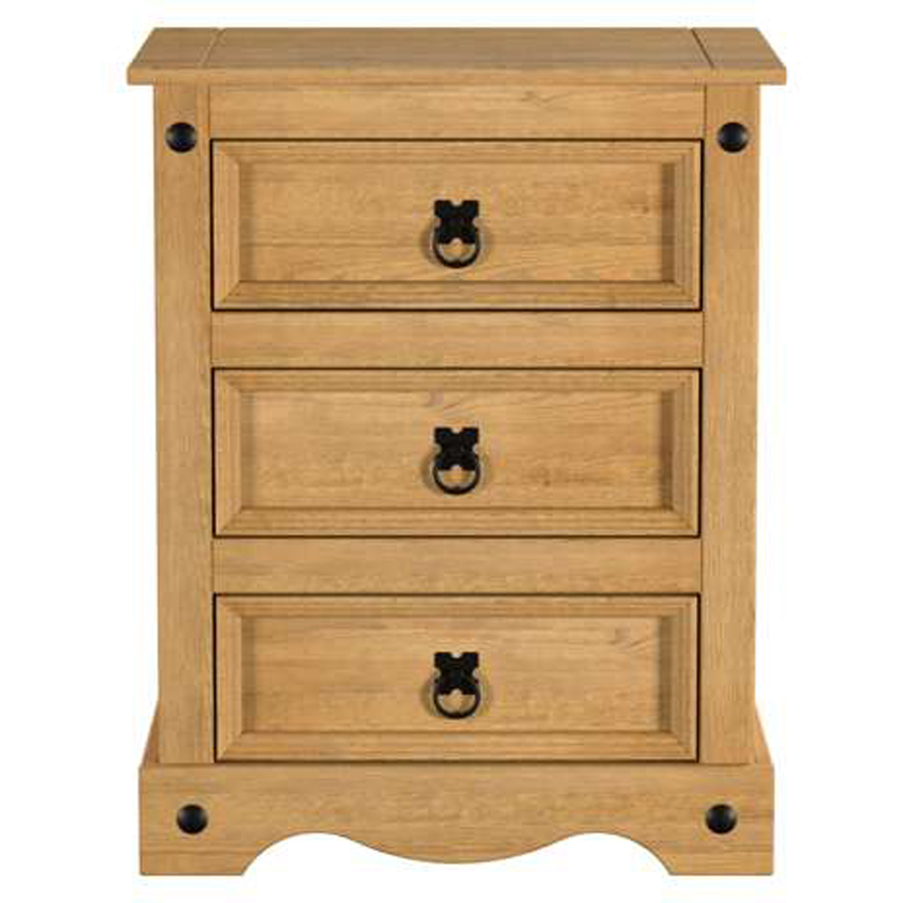 Corona 3 Drawer Large Bedside Table Image 3