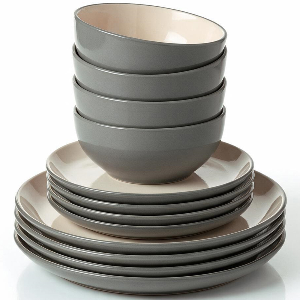 Waterside Grey and Cream Two Tone 12 Piece Dinner Set Image 3