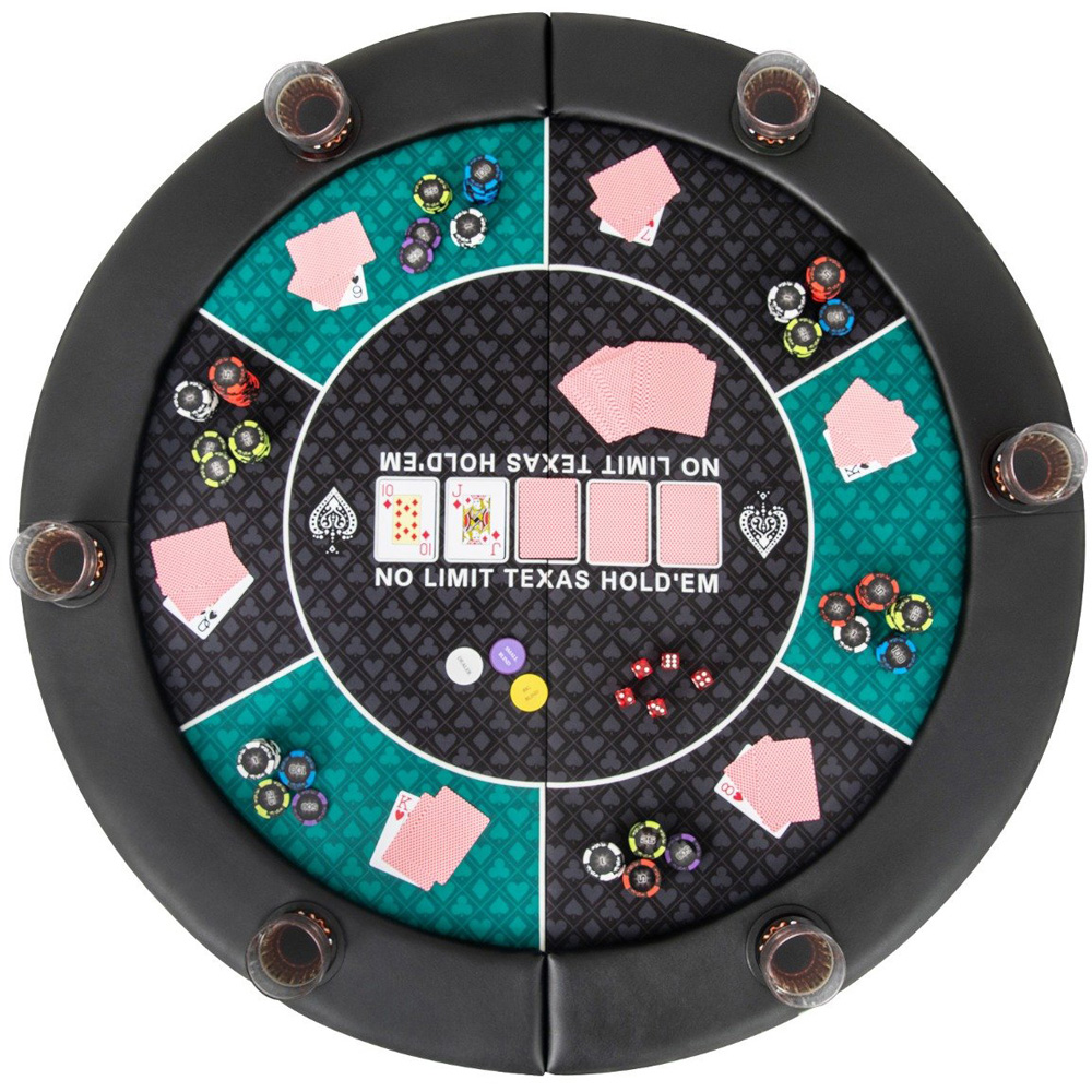 Costway 6 Player Green Portable Round Blackjack Board Game Mat with Carry Bag Image 4