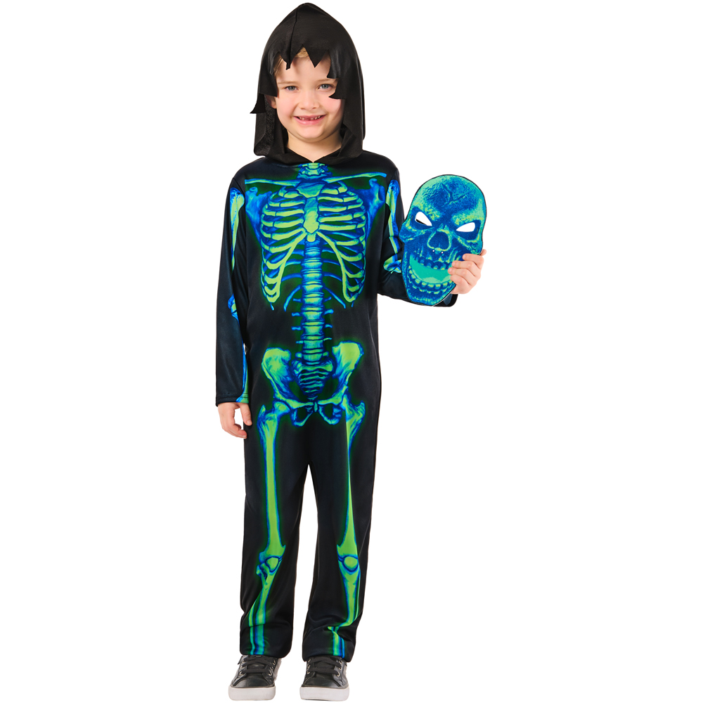 Rubies Masquerade Neon Kids Green Skeleton Costume XXS Image 2