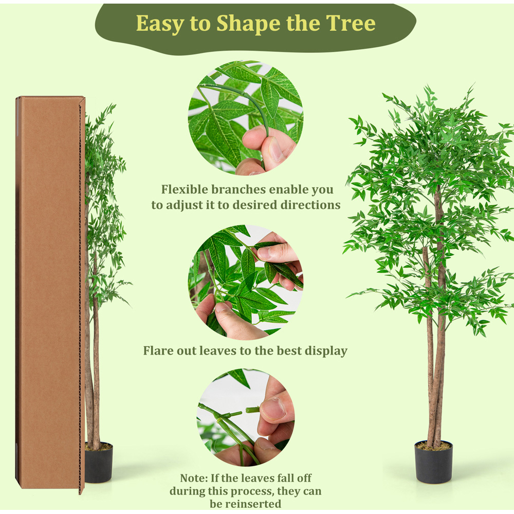 Costway Bamboo Tree Artificial Plant In Pot 4.9ft Image 6