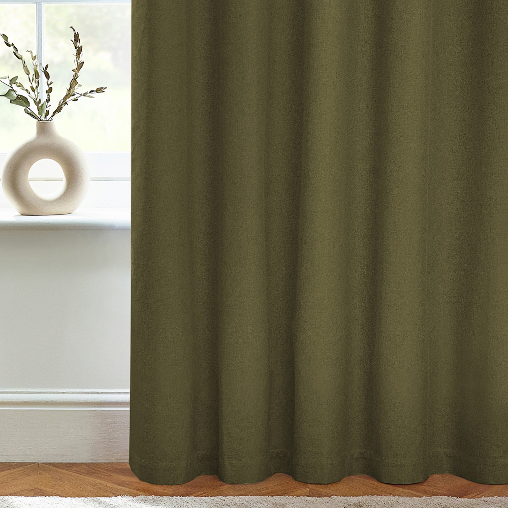 furn. Dawn Green Textured Blackout Eyelet Curtains 117 x 137cm Image 3